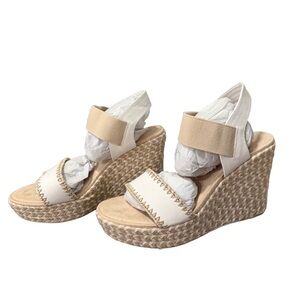 MIA White and Tan Wedge Espadrille wedge